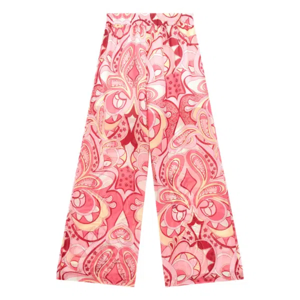 guess girls pink 70s style wide leg trousers back view