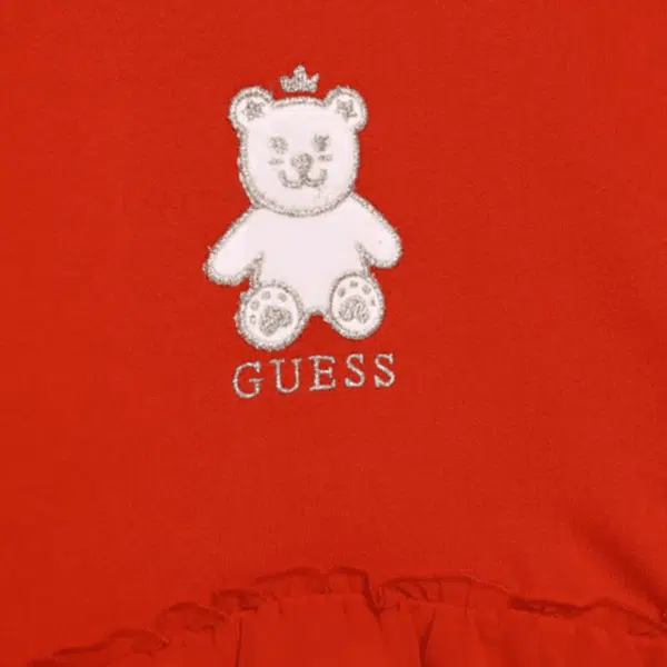 guess girls red active top with teddy bear design