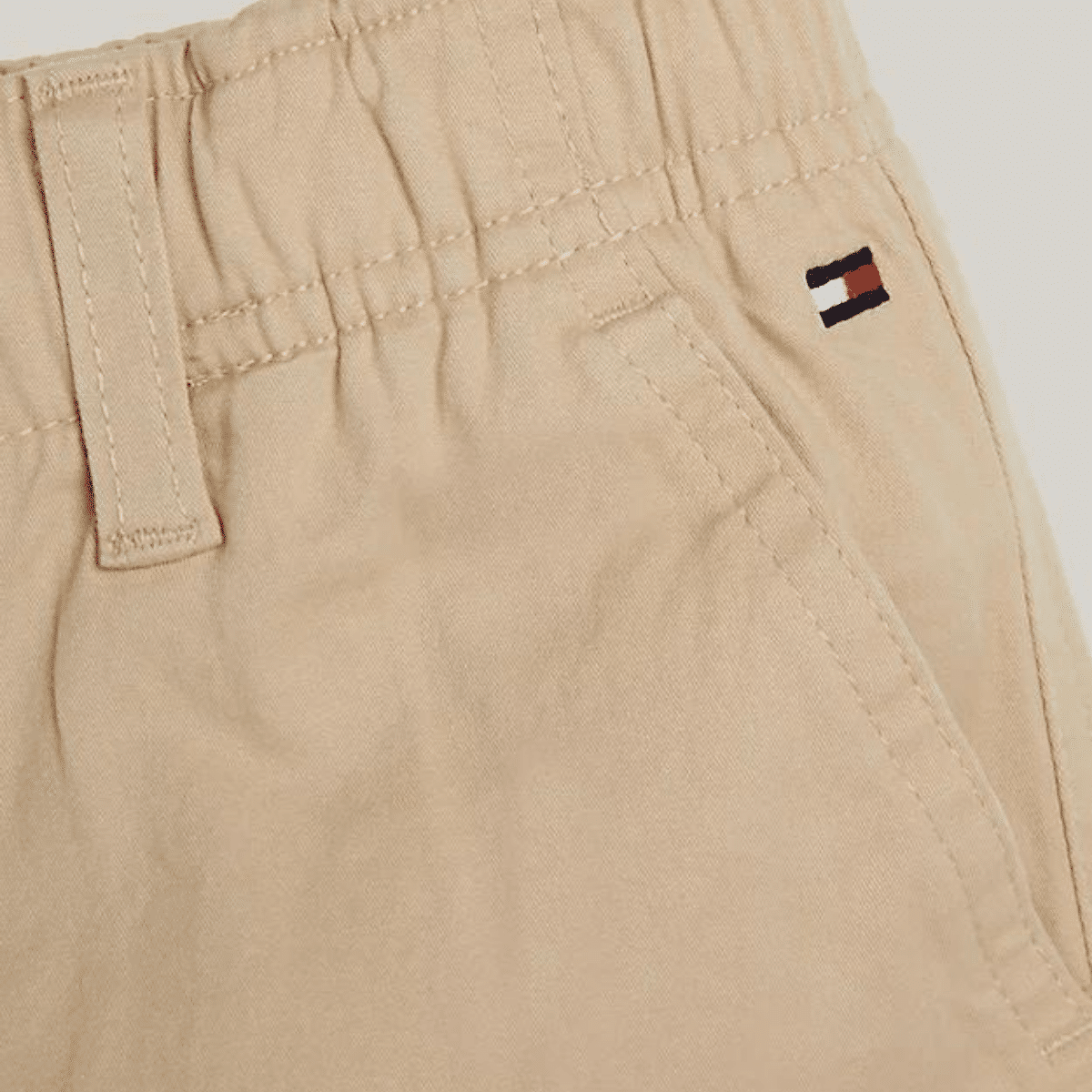 tommy hilfiger beige skater boys trousers close up