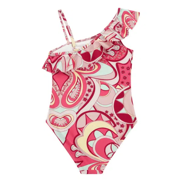 guess girls patterned asymettric swimsuit