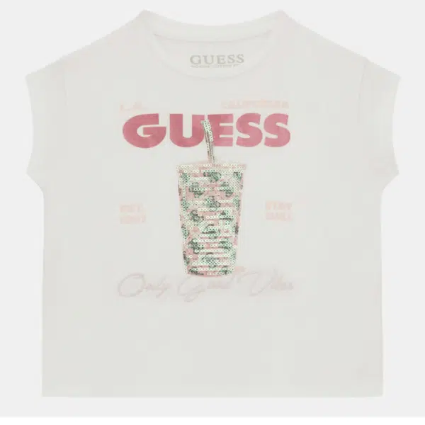 guess girls tshirt with sequinned embellishment