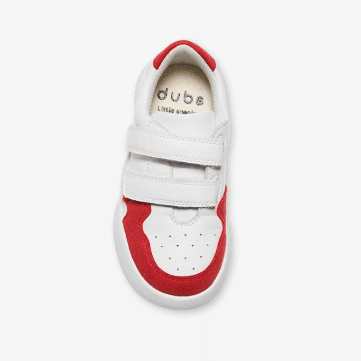 dubs childrens red and white eco-friendly trainers with velcro straps