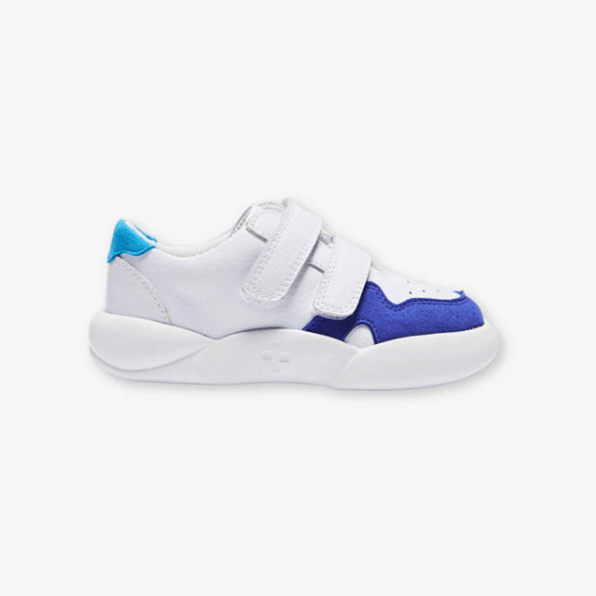 dubs childrens white and blue eco-friendly trainers with velcro straps