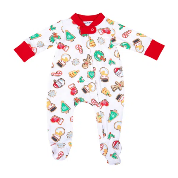 Magnolia Baby Holly Jolly Cookies Red Printed Zipper Footie (2)