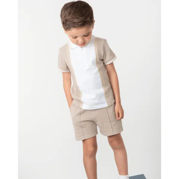 Caramelo Boys Contrast Zip Polo Short Set - Image 4