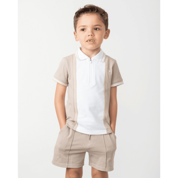 Caramelo Boys Contrast Zip Polo Short Set (3)