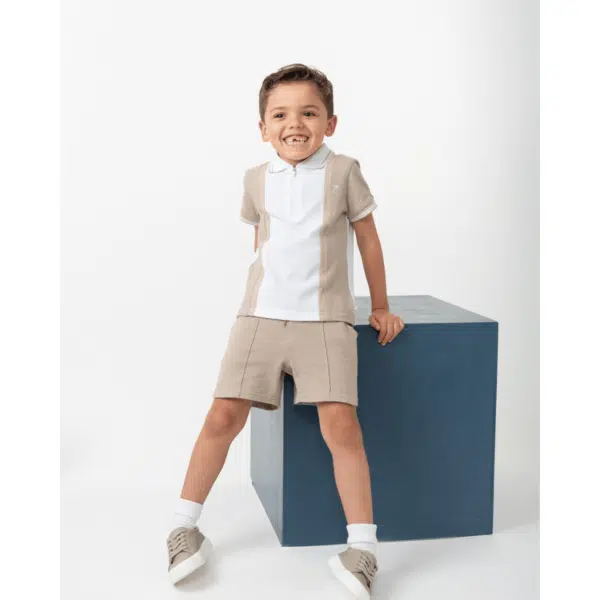 Caramelo Boys Contrast Zip Polo Short Set (3)