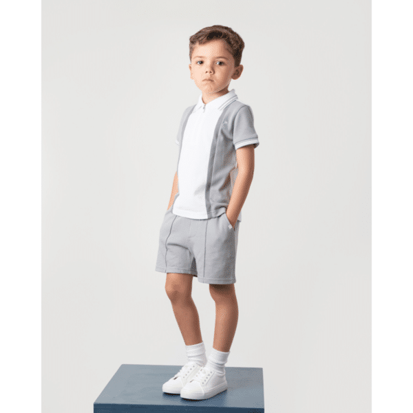 Caramelo Boys Contrast Zip Polo Short Set (6)