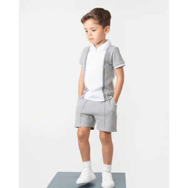 Caramelo Boys Contrast Zip Polo Short Set (6)