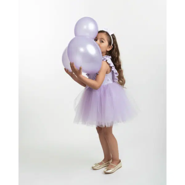 Caramelo Girls Ribbed Tulle Dress with Hairband - Image 3