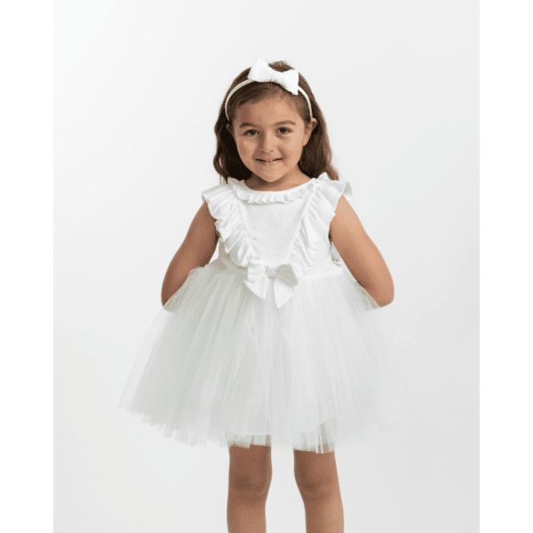 Caramelo Girls Ribbed Tulle Dress with Hairband (6)