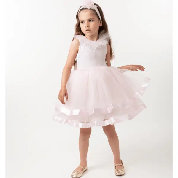 Caramelo Girls Tulle Diamanté Party Dress with Headband