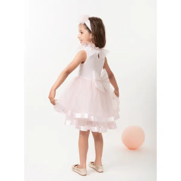 Caramelo Girls Tulle Diamanté Party Dress with Headband - Image 2